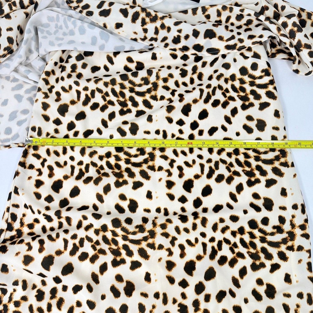 Jay Godfrey Womens Large Dress Leopard Animal Print Ruffle Shift Mini - Picture 9 of 10